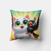 Adortable Cartoon Cat and Bird Kissen (Rückseite)