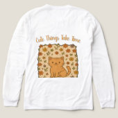 Adortable Cartoon Cat mit Blumenmuster Tri-Blend Shirt (Design Rückseite)