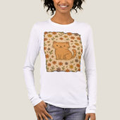 Adortable Cartoon Cat mit Blumenmuster Tri-Blend Shirt (Vorderseite)