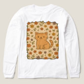 Adortable Cartoon Cat mit Blumenmuster Tri-Blend Shirt (Design Vorderseite)