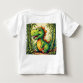 Adortable Cartoon Dinosaurier im Grünen Dschungel Baby T-shirt (Rückseite)
