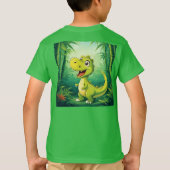 Adortable Cartoon Dinosaurier im Grünen Dschungel T-Shirt (Rückseite)