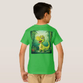 Adortable Cartoon Dinosaurier im Grünen Dschungel T-Shirt (Schwarz voll)