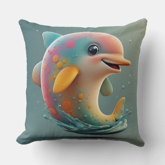 Adortable Cartoon Dolphin Kissen (Vorderseite)