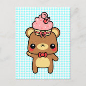 Adortable Cartoon Kawaii Bear Cupcake Postkarte (Vorderseite)