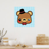 Adortable Cartoon Kawaii Bear Mustache Poster (Küche)