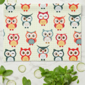 Adortable Cartoon Winking Owl Muster Geschirrtuch (Gefaltet)