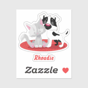 Adortable Cat and Dog Square Sticker
