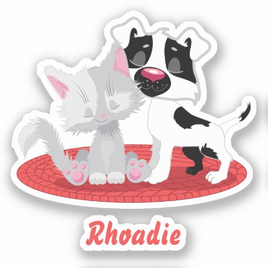 Adortable Cat and Dog Square Sticker (Vorderseite)