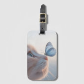 Adortable Cat & Blue Butterfly Gepäckanhänger (Vorderseite Vertikal)