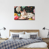 Adortable Cat Geburtstagsfeier Design Leinwanddruck (Insitu (Schlafzimmer))