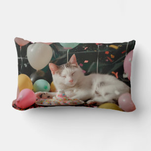 Adortable Cat Geburtstagsfeier Design Lendenkissen