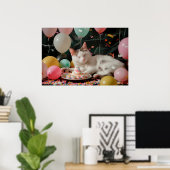 Adortable Cat Geburtstagsfeier Design Poster (Heimbüro)