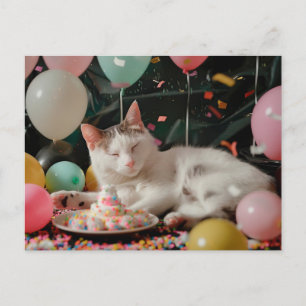 Adortable Cat Geburtstagsfeier Design Postkarte