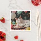 Adortable Cat Geburtstagsfeier Design Serviette (Beispiel)