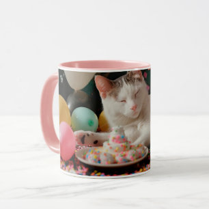 Adortable Cat Geburtstagsfeier Design Tasse