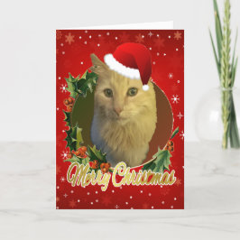 Adortable Cat in der Weihnachtsmannmütze Weihnacht Feiertagskarte