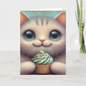 Adortable Cat mit Catnip Cupcake Jeden Anlässen Karte (Vorderseite)