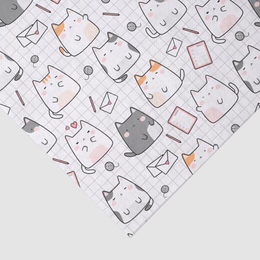 Adortable Cat Nahtloses Muster Seidenpapier (Ausschnitt)