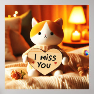 Adortable Cat Plush mit herzlicher Botschaft Poster