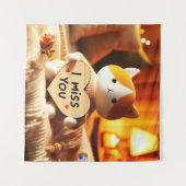 Adortable Cat Plush mit herzlicher Botschaft Wandteppich (Vorderseite (Horizontal))