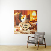 Adortable Cat Plush mit herzlicher Botschaft Wandteppich (Beispiel)