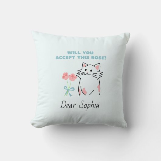 Adortable Cat&Rose Throw Kissen (Vorderseite)