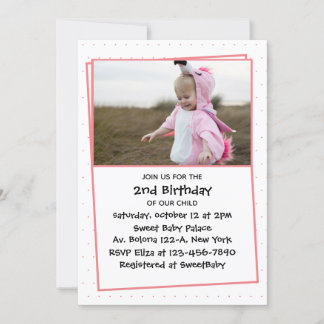 Adortable Child Foto 2. Geburtstag Delikat Rosa Einladung