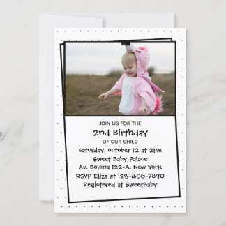 Adortable Child Foto 2. Geburtstag Einfach Einladung