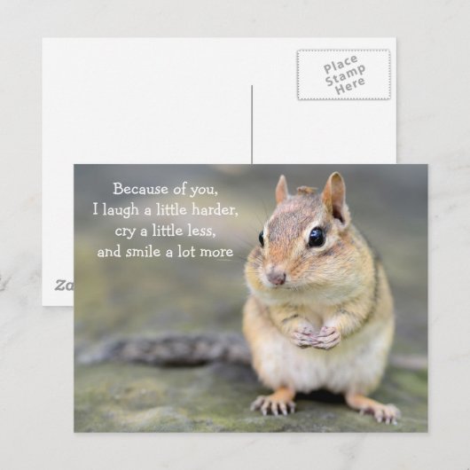 Adortable Chipmunk mit Freundschaftsangebot Postkarte (Vorne/Hinten)