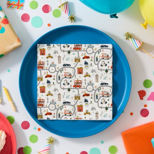 Adortable City Cars Geburtstag Serviette