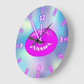 Adortable Cool Trendy Ombre Holographische Lippen Große Wanduhr (Winkel)