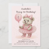 Adortable Coquette Ballerina Bären Geburtstag Einladung (Vorderseite)