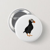 Adortable Creste Puffin Stehender Cartoon Button (Vorne & Hinten)