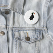 Adortable Creste Puffin Stehender Cartoon Button (Beispiel)