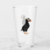Adortable Creste Puffin Stehender Cartoon Glas (Vorderseite)