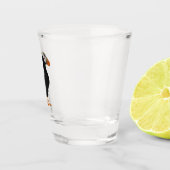 Adortable Creste Puffin Stehender Cartoon Schnapsglas (Rechts)