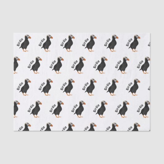Adortable Creste Puffin Stehender Cartoon Seidenpapier (Vorderseite)