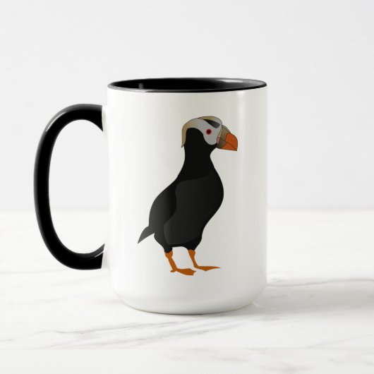 Adortable Creste Puffin Stehender Cartoon Tasse (Links)