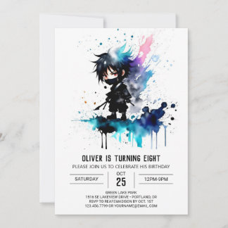 Adortable Custom Ninja Boy Digital Geburtstag Einladung