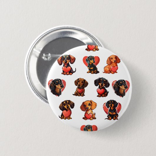 Adortable Dackel und Herzblut Button (Vorne & Hinten)