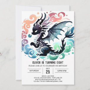 Adortable Dragon Birthday Digital Einladung