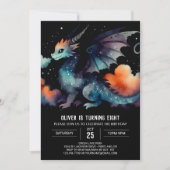 Adortable Dragon Birthday Digital Einladung (Vorderseite)