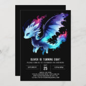 Adortable Dragon Birthday Editable Einladung (Vorne/Hinten)