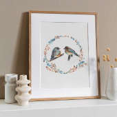 Adortable Eastern Bluebird Couple Art Print Poster