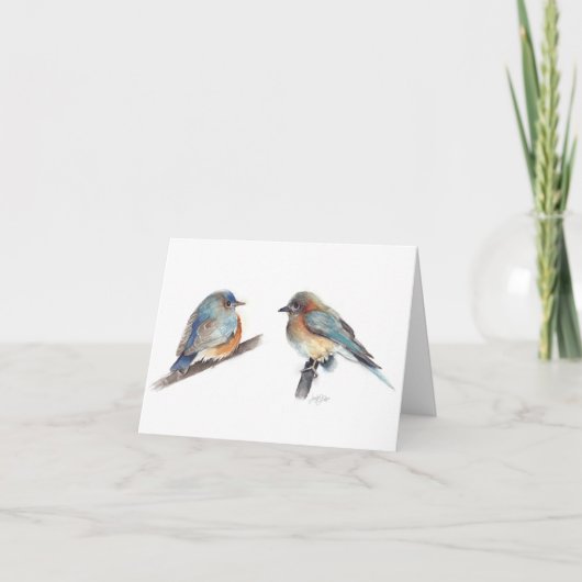 Adortable Eastern Bluebird Couple Danke Karte (Vorderseite)