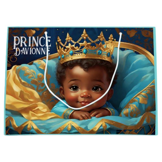 Adortable Ethnic Säugling Prince Royal Baby Dusche Große Geschenktüte (Vorderseite)