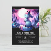 Adortable Fantasy Cat Birthday Einladung (Stehend Vorderseite)