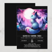 Adortable Fantasy Cat Birthday Einladung (Vorne/Hinten)