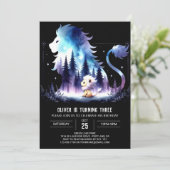 Adortable Fantasy Lion Birthday Einladung (Stehend Vorderseite)